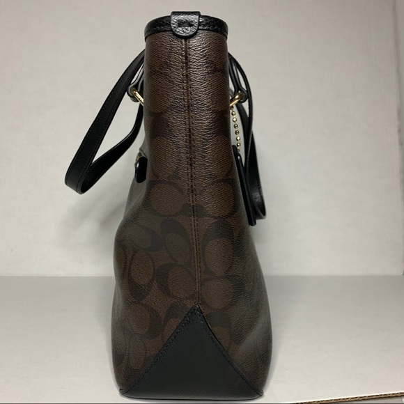 COACH Brown and Black Leather Shoulder Bag Purse - Picture 7 of 10